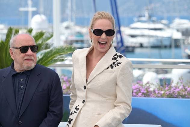 Oh Canada photocall at 77th Festival de Cannes - Cannes, France CANNES, FRANCE. May 18, 2024: Uma Thurman & Paul Schrader at the Oh, Canada photocall at the 77th Festival de Cannes. Picture: Paul Smith Featureflash Cannes France  Copyright: xPaulxSmithx xFeatureflashx