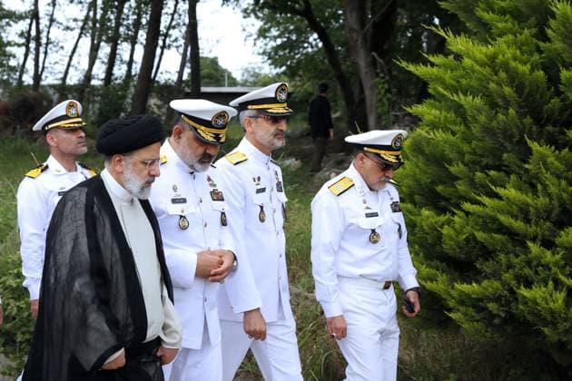 May 18, 2024, Nowshahr, Mazandaran, Iran: Iranian President EBRAHIM RAISI visits the Imam Khomeini Naval University of Noshahr at Nowshahr port in Mazandaran province, northern Iran. The Imam Khomeini Naval University of Noshahr is the Islamic Republic of Iran Navy military academy located in Noshahr, Mazandaran Province. Cadets of the academy achieve ensign rank upon graduation and join the Navy. Nowshahr Iran - ZUMAi98_ 20240518_zih_i98_028 Copyright: xIranianxPresidencyx