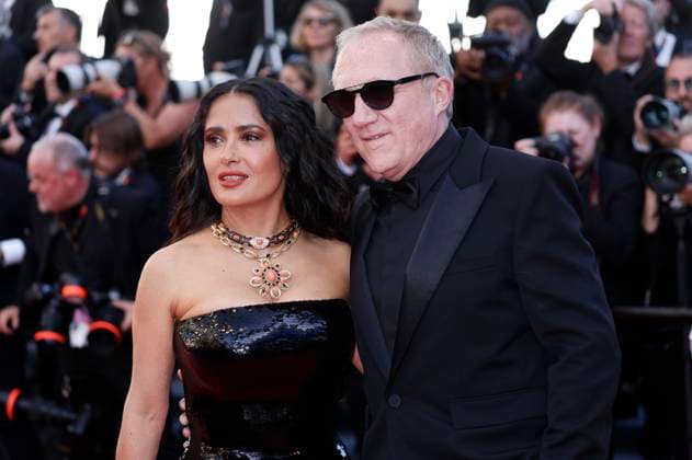 Salma Hayek mit Ehemann Francois-Henri Pinault bei der Premiere des Kinofilms Emilia Perez auf dem Festival de Cannes 2024 77. Internationale Filmfestspiele von Cannes im Palais des Festivals. Cannes, 18.05.2024