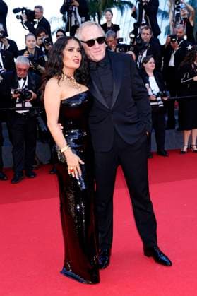 Salma Hayek mit Ehemann Francois-Henri Pinault bei der Premiere des Kinofilms Emilia Perez auf dem Festival de Cannes 2024 77. Internationale Filmfestspiele von Cannes im Palais des Festivals. Cannes, 18.05.2024
