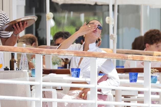 Bella Hadid At Eden Roc - Antibes Bella Hadid at Eden Roc hotel in Antibes, France on May 18, 2024, during the 77th annual Cannes film festival. Photo by ABACAPRESS.COM Antibes France  Copyright: xABACAx