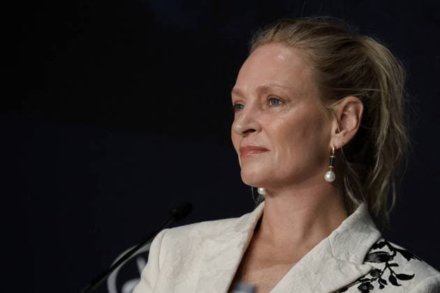 Cannes - Oh, Canada Press Conference Uma Thurman attending Oh, Canada press conference during the 77th annual Cannes Film Festival at the Palais des Festivals, in Cannes France, on May 18 2024. Photo by JM Haedrich Pool ABACAPRESS.COM Cannes France  Copyright: xPool ABACAx
