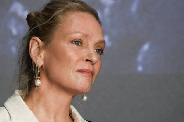 Cannes - Oh, Canada Press Conference Uma Thurman attending Oh, Canada press conference during the 77th annual Cannes Film Festival at the Palais des Festivals, in Cannes France, on May 18 2024. Photo by JM Haedrich Pool ABACAPRESS.COM Cannes France  Copyright: xPool ABACAx