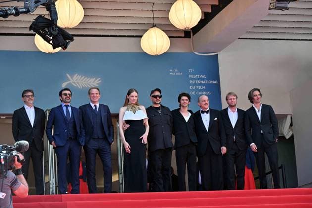 Cannes, 77th Cannes Film Festival 2024, Red Carpet Limonov - The Ballad Cannes, 77th Cannes Film Festival 2024, Red Carpet Limonov - The Ballad In the photo: Mario Gianani, Lorenzo Gangarossa, Tomas Arana, Ben Whishaw, Kirill Serebrennikov, Victoria Miroshnichenko, Andrey Burkovskiy, Ilya Stewart, Dimitri Rassam Cannes France Copyright: xIPA ABACAx