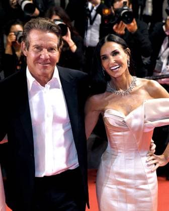 77th Cannes Film Festival 2024, Red carpet film The Substance Cannes, 77th Cannes Film Festival 2024, Red carpet film The Substance In the photo: Dennis Quaid, Demi Moore Cannes France  Copyright: xIPA ABACAx