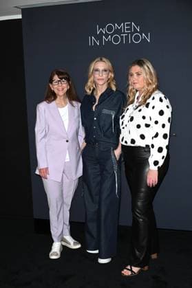 Cannes, 77th Cannes Film Festival 2024, Kering, Women in motion talk with Cate Blanchett, Coco Francini and Stacy L. Smith. in the photo Stacy L. Smith, Cate Blanchett, Coco Francini  Copyright: xSimonexComix xipa-agency.netx xPoolxPhotoxEventsx03x IPA_Agency_IPA46299983