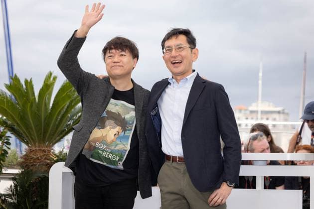 Cannes - Palme D Or Winner Studio Ghibli Photocall Kenichi Yoda and GorÅ Miyazaki attend a photocall for the Palme D Or Winner Studio Ghibli at the 77th annual Cannes Film Festival at Palais des Festivals on May 20, 2024 in Cannes, France. Photo by Shootpix ABACAPRESS.COM Cannes France  Copyright: xShootpix ABACAx