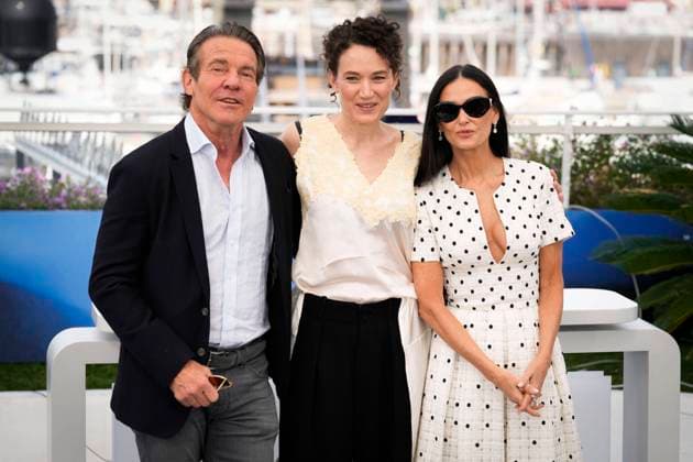 Foto IPP Daniele Cifala™ Cannes 20 05 2024 The Substance Photocall - The 77th Annual Cannes Film Festival nella foto : Dennis Quaid, Coralie Fargeat and Demi Moore Italy Photo Press - World Copyright