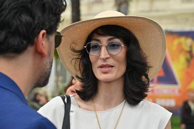 Cannes 2024 Demonstration Guerrieres De La Paix EXCLUSIVE. Laetitia Eido at a call for peace and justice from women of Cinema industry organized by Les Guerrieres de la Paix association (Warriors For Peace) during the 77th Cannes Film Festival in Cannes, France on May 20, 2024. Photo by Julien Reynaud APS-Medias ABACAPRESS.COM Cannes France  Copyright: xReynaudxJulien APS-Medias ABACAx
