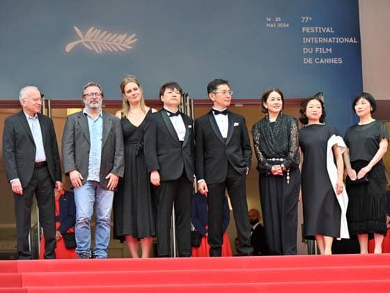 Cannes, 77th Cannes Film Festival 2024, Sixth evening - red carpet Palma d Or Studio Ghibli Cannes, 77th Cannes Film Festival 2024, Sixth evening - red carpet Palma d Or Studio Ghibli - In the photo: Vincent Maraval, Livia Van Der Staay, Kenichi Yoda, and Goro Miyazaki Cannes France  Copyright: xIPA ABACAx