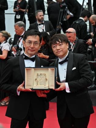 Cannes, 77th Cannes Film Festival 2024, Seventh evening - red carpet Palma d Or Studio Ghibli - In the photo: Goro Miyazaki and Kenichi Yoda  Copyright: xManuelexMangiarottix xipa-agencyx xPoolxPhotoxEventsx03x IPA_Agency_IPA46310951
