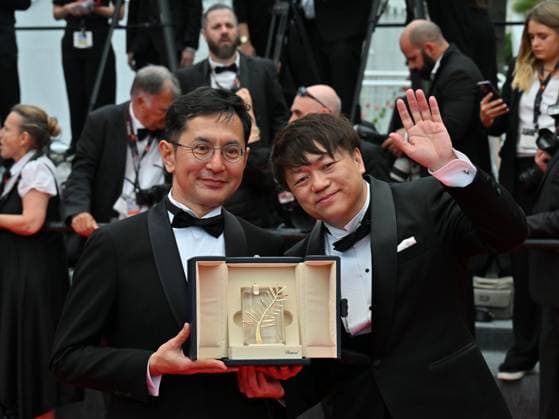 Cannes, 77th Cannes Film Festival 2024, Seventh evening - red carpet Palma d Or Studio Ghibli - In the photo: Goro Miyazaki and Kenichi Yoda  Copyright: xManuelexMangiarottix xipa-agencyx xPoolxPhotoxEventsx03x IPA_Agency_IPA46310974