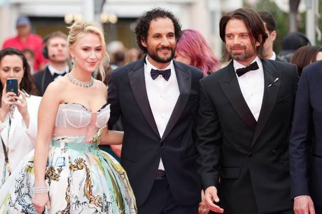 Maria Bakalova, Ali Abbasi und Sebastian Stan bei der Premiere des Kinofilms The Apprentice auf dem Festival de Cannes 2024 77. Internationale Filmfestspiele von Cannes im Palais des Festivals. Cannes, 20.05.2024