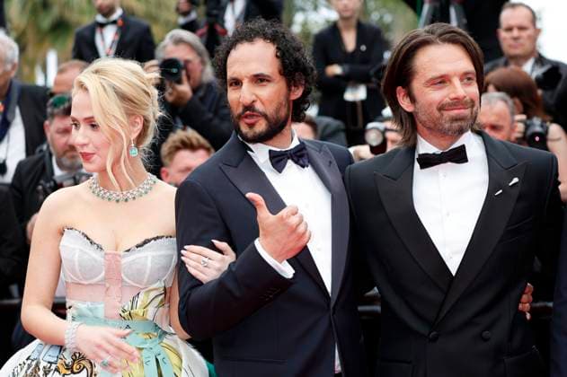 Maria Bakalova, Ali Abbasi und Sebastian Stan bei der Premiere des Kinofilms The Apprentice auf dem Festival de Cannes 2024 77. Internationale Filmfestspiele von Cannes im Palais des Festivals. Cannes, 20.05.2024