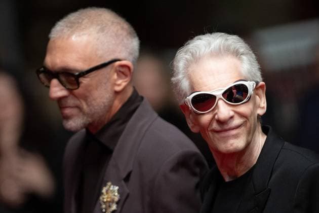 Cannes - The Shrouds Screening Vincent Cassel and David Cronenberg attending The Shrouds Premiere as part of the 77th Cannes International Film Festival in Cannes, France on May 20, 2024. Photo by Aurore Marechal ABACAPRESS.COM Cannes France  Copyright: xMarechalxAurore ABACAx