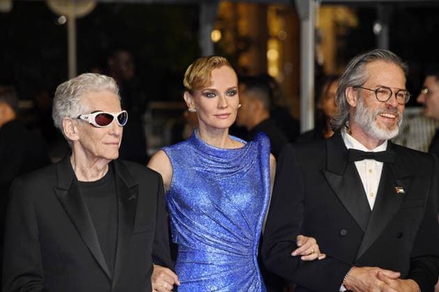 David Cronenberg, Diane Kruger und Guy Pearce bei der Premiere THE SHROUDS bei den 77 th Filnfestspielen in Cannes 20.05.2024