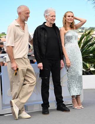 Canadian director David Cronenberg, French actor Vincent Cassel and German actress Diane Kruger attend the photo call for The Shrouds at the 77th Cannes Film Festival in Cannes, France on Tuesday May 21, 2024.  CAN2024052119 RUNExHELLESTAD