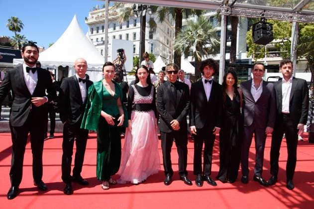 Cannes Anora Red Carpet NG Alex Coco, Karren Karagulian, Samantha Quan, Sean S. Baker, Mark Eydelshteyn, Mikey Madison, Darya Ekamasova, Jurij Borisov and Vache Tovmasyan attending the ?Anora? Screening and Red Carpet at Palais Des Festivals in Cannes, France on May 21 2024 as part of the 77th Cannes Film Festival. Photo by Nicolas Genin ABACAPRESS.COM Cannes France  Copyright: xGeninxNicolas ABACAx