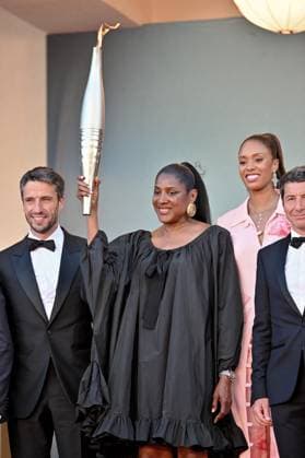 Cannes 2024 Premiere Marcello Mio Tony Estanguet, Marie Jose Perec at the premiere of the movie Marcello Mio during the 77th Cannes Film Festival in Cannes, France on May 21, 2024. Photo by Julien Reynaud APS-Medias ABACAPRESS.COM Cannes France  Copyright: xReynaudxJulien APS-Medias ABACAx