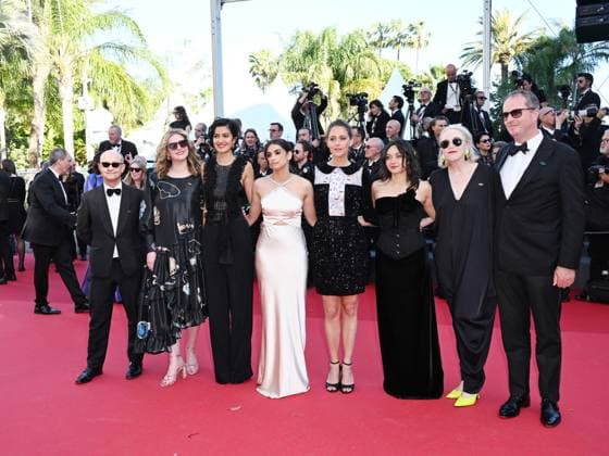 **Cannes, 77th Cannes Film Festival 2024, Eighth evening - red carpet of the film Marcello Mio Cannes, 77th Cannes Film Festival 2024, Eighth evening - red carpet of the film Marcello mio In the photo: Ed Guiney, Rakhee Thakrar, Ariane Labed, Andrew Lowe and guests Cannes France  Copyright: xIPA ABACAx