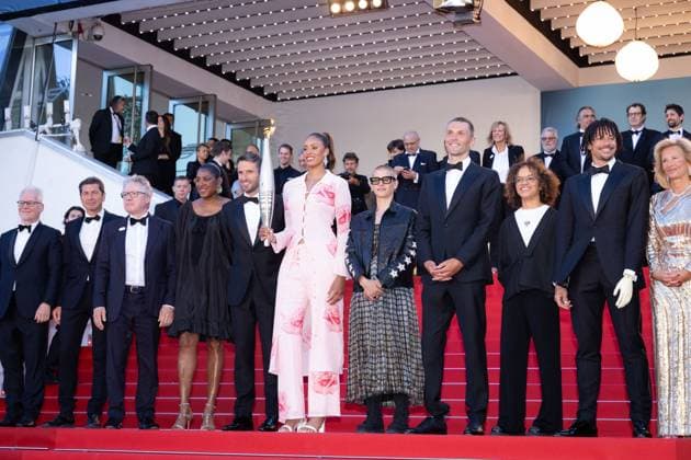 Cannes - Marcello Mio Red Carpet Cannes Film Festival director Thierry Fremaux, Mayor of Cannes David Lisnard, Thierry Rey, Marie-Jose Perec, Tony Estanguet, Iliana Rupert, Marie Patouillet, Alexis Hanquinquant, Nelia Barbosa, Arnaud Assoumani and President of the International Cannes Film Festival Iris Knobloch attend the Marcello Mio Red Carpet at the 77th annual Cannes Film Festival at Palais des Festivals on May 21, 2024 in Cannes, France. Photo by ShootPix ABACAPRESS.COM. Cannes France  Copyright: xShootPix ABACAx