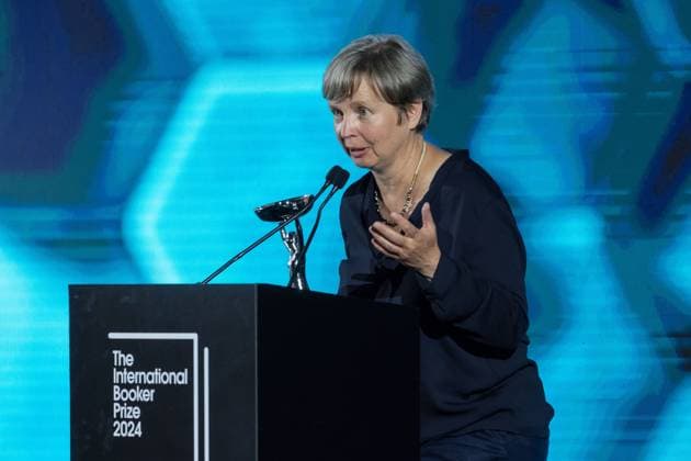 International Booker Prize 2024 Award Ceremony In London LONDON, UNITED KINGDOM - MAY 21, 2024: The winner of the International Booker Prize 2024 author Jenny Erpenbeck speaks during the award ceremony at Tate Modern in London, United Kingdom on May 21, 2024. The International Booker Prize is awarded annually for the finest single work of fiction from around the world which has been translated into English and published in the UK and Ireland. London Greater London United Kingdom  Copyright: xWIktorxSzymanowiczx originalFilename: szymanowicz-internat240521_npDme.jpg