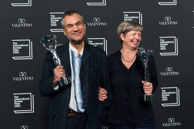 International Booker Prize 2024 Award Ceremony In London LONDON, UNITED KINGDOM - MAY 21, 2024: Winners of the International Booker Prize 2024 author Jenny Erpenbeck (R) and translator Michael Hofmann pose with the trophies during the award ceremony at Tate Modern in London, United Kingdom on May 21, 2024. The International Booker Prize is awarded annually for the finest single work of fiction from around the world which has been translated into English and published in the UK and Ireland. London Greater London United Kingdom  Copyright: xWIktorxSzymanowiczx originalFilename: szymanowicz-internat240521_npk9n.jpg
