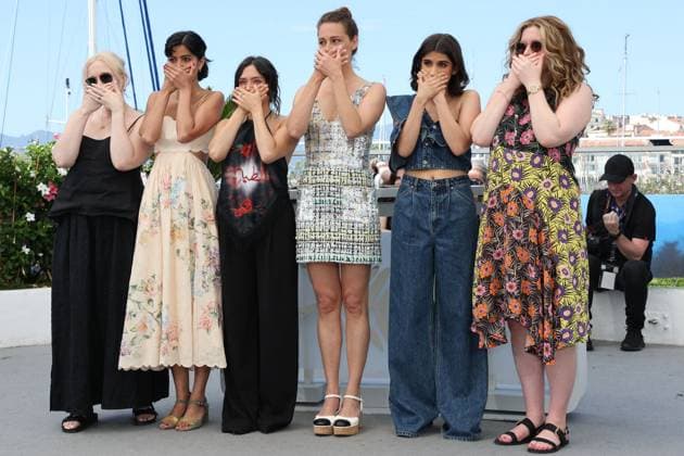 Cannes - Spectateurs Says Photocall Rakhee Thakrar, Pascale Kann, Ariane Labed and Mia Tharia attend the September Says Photocall at the 77th annual Cannes Film Festival at Palais des Festivals on May 22, 2024 in Cannes, France. . Photo by Shootpix ABACAPRESS.COM Cannes France  Copyright: xShootpix ABACAx