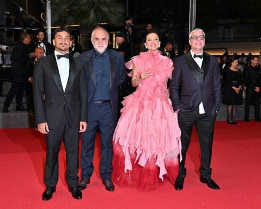 Cannes, France: Cannes, 77th Cannes Film Festival 2024, red carpet film Motel Destino In the photo: FoÂ¡bio AssunoÂßoÂ£o, Nataly Rocha, Karim AoÂ¯nouz, Iago Xavier Cannes France  - ZUMAp169 20240522_zea_p169_1853 Copyright: xManuelexMangiarottix