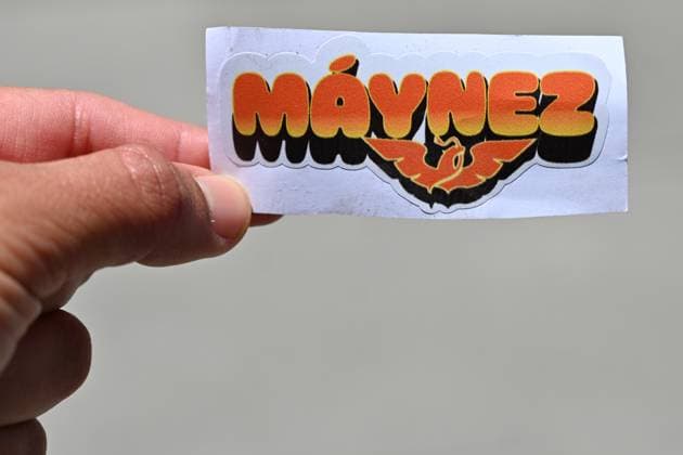 May 22, 2024, Tijuana, Baja California, Mexico: A detail of a sticker from a supporter of Mexican presidential candidate of the Citizens Movement Party (MC), Jorge Alvarez Maynez who campaigned in Tijuana, Baja California, Mexico seeking the youth vote at the CETYS University campus on Wednesday, May 22, 2024. Tijuana Mexico - ZUMAm180 20240522_zip_m180_020 Copyright: xCarlosxA.xMorenox