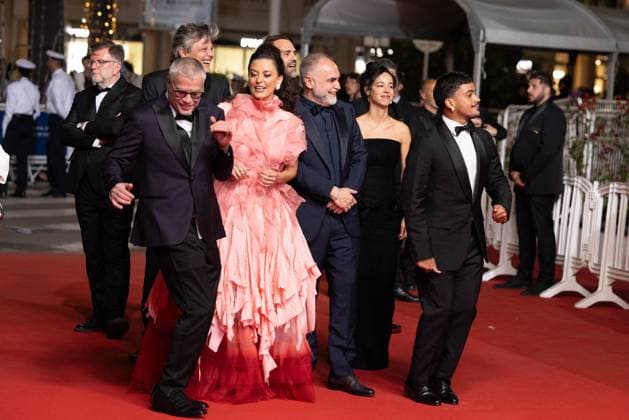 Cannes Motel Destino Screening DB Assuncao, Nataly Rocha, Karim AÃ¯nouz and Iago Xavie attend the Motel Destino Red Carpet at the 77th annual Cannes Film Festival at Palais des Festivals on May 22, 2024 in Cannes, France. Photo by David Boyer ABACAPRESS.COM Cannes France  Copyright: xBoyerxDavid ABACAx