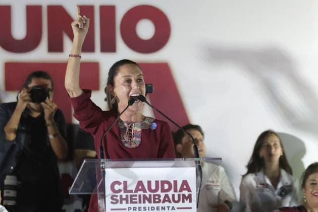 Claudia Sheinbaum Pardo, Mexico s Presidential candidate by Ã¢â‚¬ËœJuntos Hagamos HistoriaÃ¢â‚¬â ¢ alliance speaking during a rally campaign event heading to the elections at Benito JuoÂ¡rez mayor office esplanade. on May 22, 2024 in Mexico City, Mexico. Mexico City Mexico - ZUMAe321 20240522_zia_e321_018 Copyright: xIsmaelxRosasx