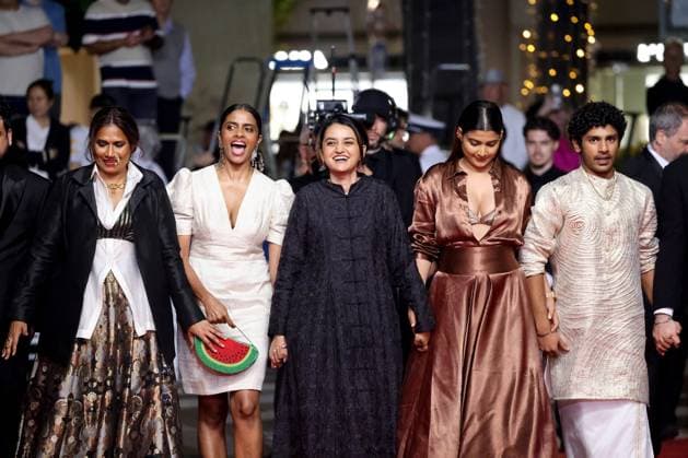 J MontÃ e des marches du film Â All we imagine as light Â lors du 77eme Festival International du Film de Cannes Chhaya Kadam, Kani Kusruti, Payal Kapadia, Divya Prabha, Hridhu Haroon MontÃ e des marches du film Â All we imagine as light Â lors du 77eme Festival International du Film de Cannes, au Palais des Festivals Ã Cannes Le 23 mai 2024 Jacovides Moreau Bestimage Red carpet of the movie Â All we imagine as light Â during the 77th Cannes International Film Festival at the Palais des Festivals in Cannes, France On may 23th 2024 Cannes France  Copyright: xJACOVIDES-MOREAUx xBESTIMAGExJACOVIDES-MOREAUx xBESTIMAGEx