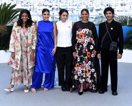 Cannes, 77th Cannes Film Festival 2024 Photocall film All We Imagine As Light Pictured: Kani Kusruti, Divya Prabha, Payal Kapadia, Chhaya Kadam, Hridhu Haroon  Copyright: xAlbertoxTerenghix xipa-agency.nex xPoolxPhotoxEventsx03x IPA_Agency_IPA46477169