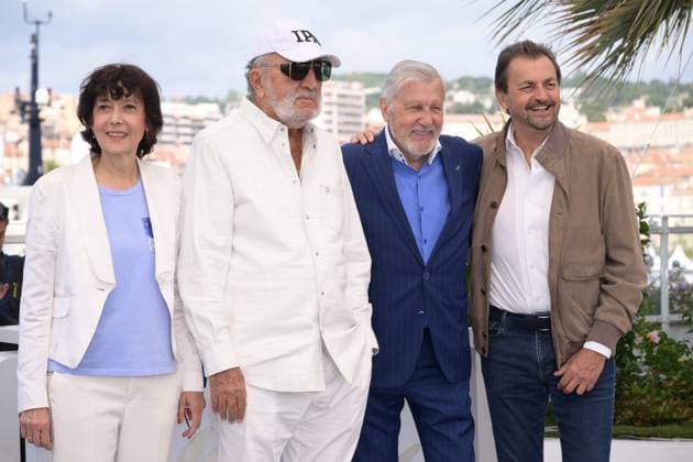 CANNES, FRANCE MAY 24 G D Virginia RUZICI, former tennis player, protagonist, Ion TIRIAC, former tennis player, protagonist, Ilie NASTASE, former tennis player, protagonist, Henri LECONTE, former tennis player, protagonist, during the photocall of the film Nasty More than just tennis in Seapnce Spà ciale at the 77th Cannes Film Festival at the Palais des Festivals on May 24, 2024 in Cannes, France CINEMA 77eme Festival de Cannes Photocall 24 05 2024 ValentinaClaret Panoramic