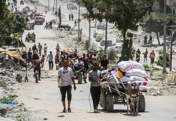 Bilder des Jahres 2024, News 05 Mai News Themen der Woche KW21 News Bilder des Tages (240524) -- GAZA, May 24, 2024 -- Palestinians fleeing from Jabalia in northern Gaza Strip arrive in Gaza City, on May 24, 2024. Earlier on Thursday, Israel s state-run Kan radio reported that the Israeli army continued its ground operations in the southernmost Gazan city of Rafah, as well as in Jabalia and Beit Hanoun in northern Gaza, during which the army killed several terrorists, eliminated hostile cells, and seized many weapons and rocket launching platforms. The Palestinian death toll from ongoing Israeli attacks on the Gaza Strip has risen to 35,857, Gaza health authorities said in a press statement on Friday. (Photo by Xinhua) MIDEAST-GAZA CITY-PALESTINIANS-JABALIA-FLEEING-ARRIVAL MahmoudxZaki 
