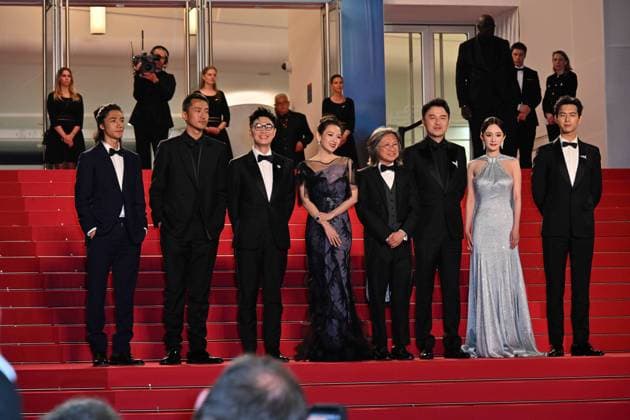 Cannes, 77th Cannes Film Festival 2024, red carpet film She s Got No Name In the photo: Yang Mi, Lei Jiayin, Peter Chan Ho-sun, Zhang Ziyi, Da Peng  Copyright: xManuelexMangiarottix xipa-agencyx xPoolxPhotoxEventsx03x IPA_Agency_IPA46503304
