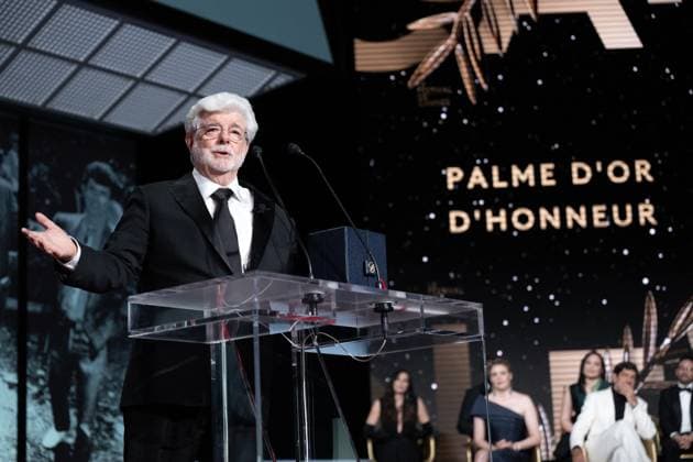 Annual Cannes Film Festival - Closing Ceremony - Cannes DN Francis Ford Coppola presents the Honorary Palme D?Or Award to George Lucas during the Closing Ceremony at the 77th annual Cannes Film Festival at Palais des Festivals on May 25, 2024 in Cannes, France. Photo by David NIVIERE ABACAPRESS.COM CANNES France  Copyright: xNivierexDavid ABACAPRESS.COMx