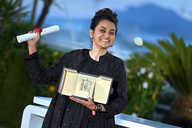 Cannes - Winners Photocall Payal Kapadia poses with the Grand Prix Award for All We Imagine As Light during the Palme D Or Winners Photocall at the 77th annual Cannes Film Festival at Palais des Festivals on May 25, 2024 in Cannes, France. Photo by Franck Castel ABACAPRESS.COM Cannes France  Copyright: xCastelxFranck ABACAx
