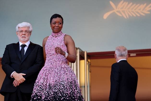 Cannes - Closing Ceremony Arrivals Mellody Hobson and George Lucas attend the Red Carpet of the closing ceremony at the 77th annual Cannes Film Festival at Palais des Festivals on May 25, 2024 in Cannes, France. Photo by Shootpix ABACAPRESS.COM Cannes France  Copyright: xShootpix ABACAx