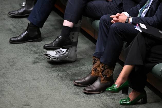 News Themen der Woche KW22 News Bilder des Tages QUESTION TIME, The boots of the Nationals member for New England Barnaby Joyce are seen during Question Time in the House of Representatives at Parliament House in Canberra, Thursday , May 30, 2024. ( NO ARCHIVING, EDITORIAL USE ONLY, NO USE IN BOOKS WITHOUT CONSENT CANBERRA AUSTRALIAN CAPITAL TERRITORY AUSTRALIA PARLIAMENT HOUSE  Copyright: xLUKASxCOCHx 20240530186213193375