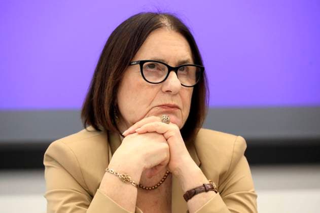 Irina Scherbakowa bei der Pressekonferenz (K)ein Friede! Warum wir für Demokratie kämpfen müssen beim 103. Katholikentag im Comcenter Brühl. Erfurt, 30.05.2024