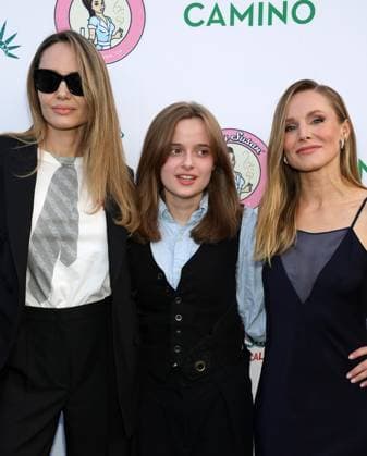 LOS ANGELES, CA - MAY 30: Angelina Jolie, Vivienne Jolie-Pitt, Kristen Bell at the opening night of Reefer Madness The Musical at The Whitley Whitley in Los Angeles, California on May 30, 2024. Copyright: xFayexSadoux
