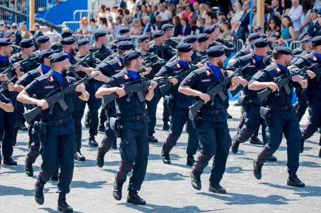 June 2, 2023, Rome, Italy: Carabinieri soldiers march during the military parade to celebrate the Italian Republic Day in Rome. Italian Republic Day is the Italian National Day, is one of the national symbols of Italy and is celebrated each year on 2 June with the main celebration taking place in Rome. The day commemorates the 1946 Italian institutional referendum held by universal suffrage, in which the Italian people were called to the polls to decide on the form of government between republic and monarchy after the end of the Second World War and the fall of Fascism. Rome Italy - ZUMAv147 20230602_zip_v147_025 Copyright: xMarcelloxValerix