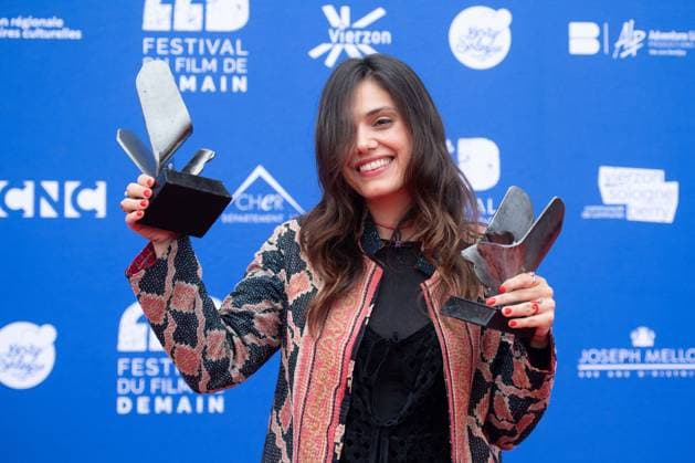 Vierzon Winners Photocall Margherita Vicario posing with her Award as Best Director for the movie Gloria during the Winners Photocall as part of the Festival du Film de Demain in Vierzon, France on June 02, 2024. Photo by Aurore Marechal ABACAPRESS.COM Vierzon France  Copyright: xMarechalxAurore ABACAx