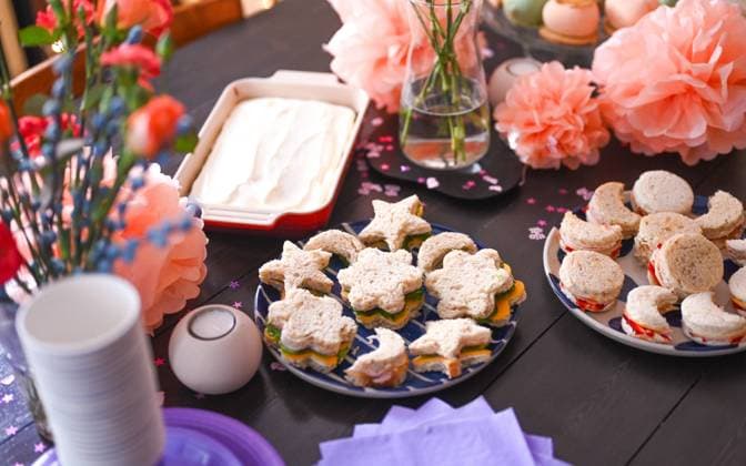 Celebrative mini sandwishes at the baby showers party Finland, Pirkanmaa, Tampere R_LVAQ240529-1448995-01