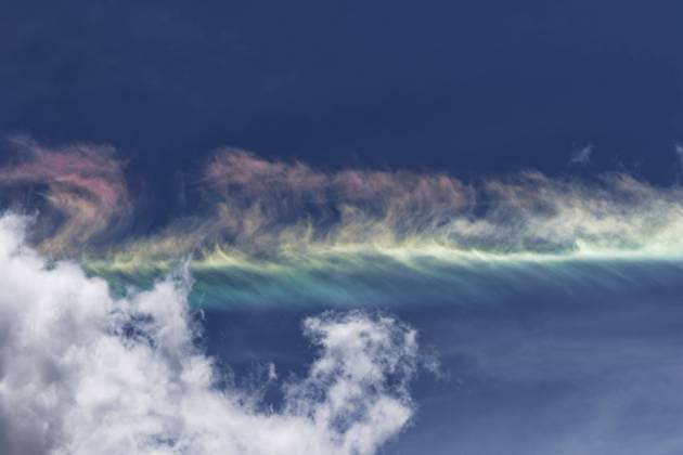 Aviation, fading rainbow contrails from passenger plane, Province of Quebec, Canada, North America *** Aviation, FADING Rainbow contrails from Passenger plane, Province of Quebec, Canada, North America Copyright: imageBROKER GuentherxSchwermer ibxgsc10696048.jpg RECORD DATE NOT STATED