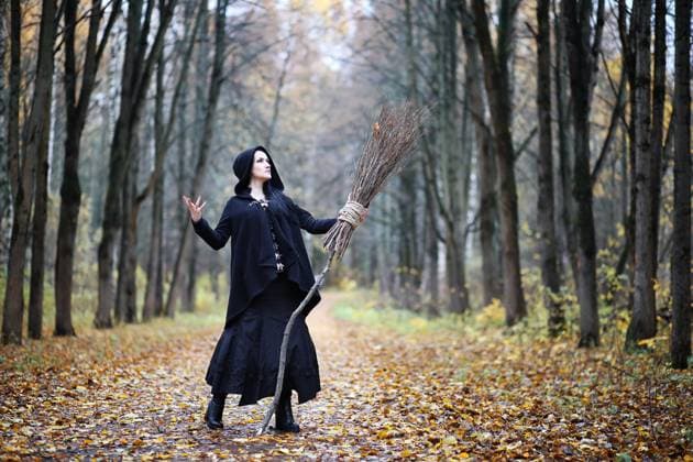 A woman in a witch suit in a forest A woman in a witch suit in a dense forest on a ritual ,model released, Symbolfoto Copyright: xZoonar.com AleksandrxKichiginx 12192266 ,model released, Symbolfoto ,property released