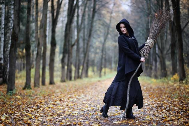 A woman in a witch suit in a forest A woman in a witch suit in a dense forest on a ritual ,model released, Symbolfoto Copyright: xZoonar.com AleksandrxKichiginx 12196211 ,model released, Symbolfoto ,property released