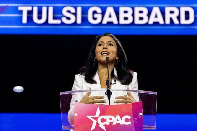 CPAC 2023 Former US Representative Tulsi Gabbard (Democrat of Hawaii) speaks at the 2023 Conservative Political Action Conference (CPAC) in National Harbor, Maryland, U.S., on Saturday, March 4, 2023. Credit: Julia Nikhinson CNP Oxon Hill Maryland United States EDITORIAL USE ONLY Copyright: xx Z9A_2540 JuliaxNikhinsonx-xCNPx cnpphotos270734